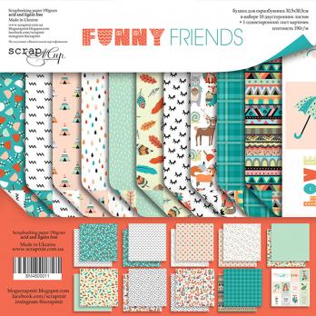 SM4800011 Н-р двуст. бумаги 30х30см от Scrapmir Funny Friends 11шт