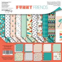 SM4800016  Н-р однос. бумаги 20х20см Scrapmir Funny Friends 11шт