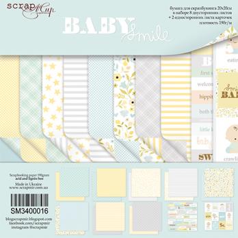 SM3400016 Н-р однос. бумаги 20х20см Scrapmir Smile Baby 10шт