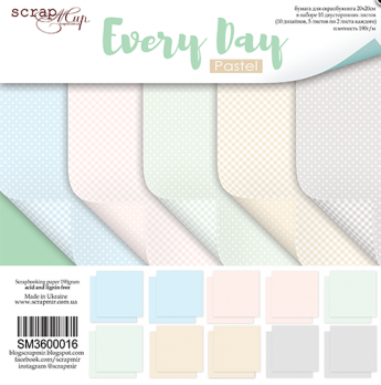 SM3600016 Н-р однос. бумаги 20х20см Scrapmir Every Day (Pastel) 10шт