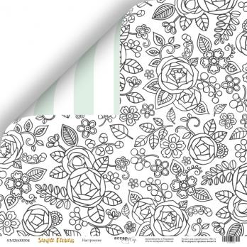 SM2600004 Лист бумаги 30*30 см Scrapmir Настроение Simple Flowers